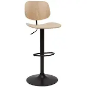 Miliboo Barhocker höhenverstellbar helles Holz mit schwarzem Metall CLASH