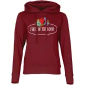 Fruit Of The Loom Damen Kapuzenpullover mit großem Vintage-Logo, burgund, S