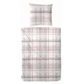 PRIMERA Edelflanell Bettwäsche 135x200 Streifen Karo rosa silber weiß 174146-22