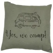 David Fussenegger Kissenhülle Silvretta 'Yes, we camp' 50 x 50 cm Efeu - Grün