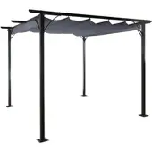 Mendler Pergola HWC-C42, Garten Pavillon, stabiles 6cm-Gestell + Schiebedach 3x3m grau
