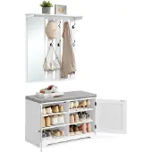 Vasagle Schuhbank Wandgarderobe Set mit 10 Doppelhaken 81cm breit LSC010W01