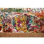Papermoon Fototapete "Love Graffiti Wand", bunt, B:2,5m L:1,9m, Vlies, Tapeten, Fototapete