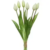 MARELIDA Tulpenbund mit 6 Blüten künstliche Tulpen Kunstblumen Dekoblumen H: 40cm weiß