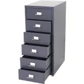 Mendler Rollcontainer Boston T851, Schubladenschrank Stahlschrank, 69x28x41cm 6 Schubladen ~ dunkelgrau