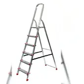 Szagato Stehleiter, 6 Stufen, max. Belastung: 150 kg - silberfarben