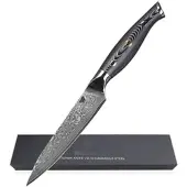 WOLFCUT - Damaskus Allzweckmesser 12,5 cm Klinge 67-lagiger Damaszenerstahl mit Geschenkbox
