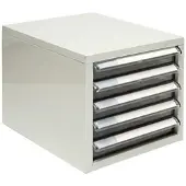 Proregal Schubladencontainer Kobra mit 5 Schubladen HxBxT 15,5 x 27 x 34 cm Lichtgrau
