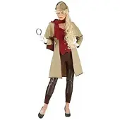 Buttinette Detektivin-Kostüm für Damen, braun/rot