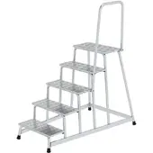 Proregal Arbeitspodest starr mit Handlauf | 5 Stufen | Aluminium-Warzenblech | Rutschfeste Kunststoffschuhe
