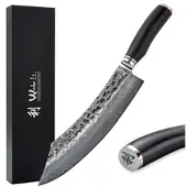 Wakoli EBO Damast Blockmesser I 25 cm Klinge I schwarzer Eichenholzgriff