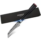 WOLFCUT - Damaskus Schälmesser 9 cm 73-lagiger japanischer Damaszenerstahl mit Geschenkbox