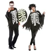 Buttinette Skelett-Poncho "Glow in the Dark", unisex