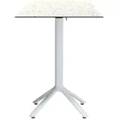 Restootab - Klappbarer Outdoor Stehtisch Nemo weiß 60x60cm Dekor Terrazzo cassata