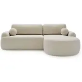 GRAINGOLD Ecksofa L-Form Aurio Rechts - Ecksofa mit Schlaffunktion, Bettkasten - Moderne Ecksofa, Wohnzimmer Sofa - Eckcouch Beige (Lambi 01)