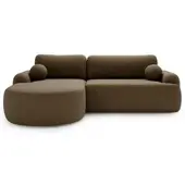 GRAINGOLD Ecksofa L-Form Aurio Links - Ecksofa mit Schlaffunktion, Bettkasten - Moderne Ecksofa, Wohnzimmer Sofa - Eckcouch Braun (Lambi 04)
