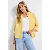 Street One Hemdbluse , Damen, Gr. 44, gelb (buttercream gelb), Web, Obermaterial: 87% Modal, 13% Polyester, unifarben, regular fit taillenbedeckt, Aufschlag, Blusen Hemdbluse, mit Brusttasche
