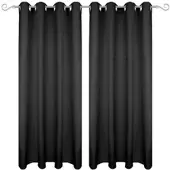 Bestgoodies Dekoschal Ellen Ösen Blickdicht 2er Pack - 140x225 cm Schwarz