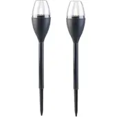 Lunartec 2er-Set Solar-Akku-Gartenfackeln, LED in Flammen-Optik, Flackerlicht
