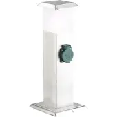 ROYAL GARDINEER 2in1-Wegeleuchte & 2-fach-Outdoor-Steckdosen-Säule, IP44, silbern