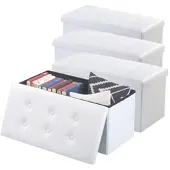 Autre 4er-Set faltbare 2in1-Sitzbänke und -truhen, 80 l, bis 300 kg, weiß