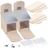 ROYAL GARDINEER 2er-Set Wetterfestes Futterhaus für Eichhörnchen, Metalldach, Bausatz