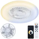 Sichler Haushaltsgeräte 2in1-WLAN-Deckenleuchte & Ventilator, App-Steuerung, CCT-LEDs, Ø 60 cm