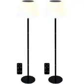 Lunartec 2er-Set Solar-LED-Tisch- & Stehleuchte, Fernbedienung, CCT, 400 lm