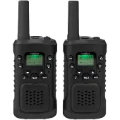 Nedis Walkie-Talkie-Set - 2 Hörer - Bis zu 6 km - Anzahl der Frequenzkanäle: 8 - PTT / VOX - 180 min - Kopfhörerausgang - 2 Headsets - Schwarz