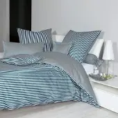 Janine Streifen-Bettwäsche modern classic atlantik Bettbezug einzeln 135x200 cm - blau