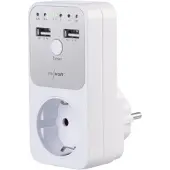 Revolt Digitaler Dual-USB- und 230-V-Steckdosen-Countdown-Timer, LED-Anzeige