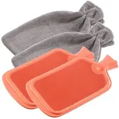 Pearl 2er-Set XL-Wärmflaschen, 1,1 l, mit flauschigem Coral-Fleece-Bezug
