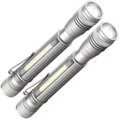 KryoLights 2er-Set 2in1-Akku-Profi-Pen-Light & Arbeitsleuchten mit COB-LEDs, USB