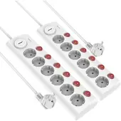 Revolt 2er-Set 6-fach-Steckdosenleiste, einzeln schaltbar, Hauptsch., 3.680W