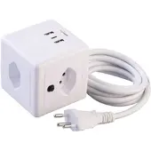 Revolt CH: 4-fach-Steckdosen-Würfel mit USB-C, A PD 20W & 2x, QC, Halterung