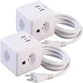 Revolt CH: 2er-Set 4-fach-Steckdosen-Würfel mit USB-C PD 20 W & 2x USB-A, QC