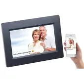 Somikon WLAN-Bilderrahmen mit 17,8-cm-IPS-Touchscreen & weltweitem Bild-Upload