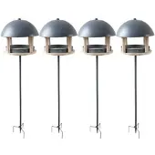 ROYAL GARDINEER 4er-Set XL-Vogelhäuser, Metalldach, Erdspieß & Futterfläche aus Holz