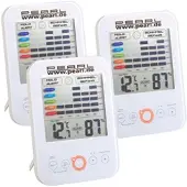 Pearl 3er-Set Digital-Hygrometer/Thermometer mit Schimmel-Alarm, LCD-Display