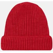 HANSEHELD Strickmütze Rippstrick 100% Schurwolle (Merino) - Rot