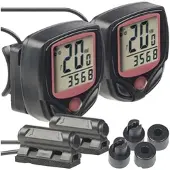PEARL sports 2er-Set 15in1-Fahrrad-Computer mit LCD-Display & Radsensor, IP44