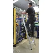 Euroline Premium 30176 Alu Stufenanlegeleiter mit Vario Einhängehaken Ø 60mm 12 Stufen