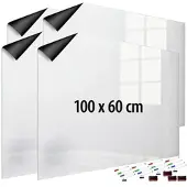 INFACTORY 4er-Set magnetische Whiteboard-Folien,100x60cm,selbstklebend,4 Marker
