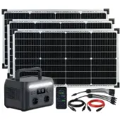 Revolt Tragbare Powerstation & Solargenerator 512 Wh, USV, App, 3x 60-W-Panel