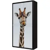 PaperFlow easyOffice Rollladenschrank Motiv Giraffe silber, 110x204x41.5 cm