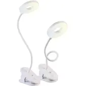 Lunartec 2er-Set Akku-Touch-Leselampe mit Klemmhalterung und Schwanenhals