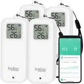 Luminea Home Control 4er-Set WLAN-Temperatur- und Luftfeuchtigkeitssensor mit Display, App