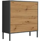 BMG Möbel Kommode Mailand Typ 3 Anthrazit/Eiche Artisan