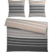 Momax Bettwäsche Streif XXL Schwarz/Beige ca. 200x200cm