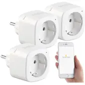 Luminea Home Control 3er-Set WLAN-Steckdosen, Amazon Alexa & Google Assistant komp., 16 A